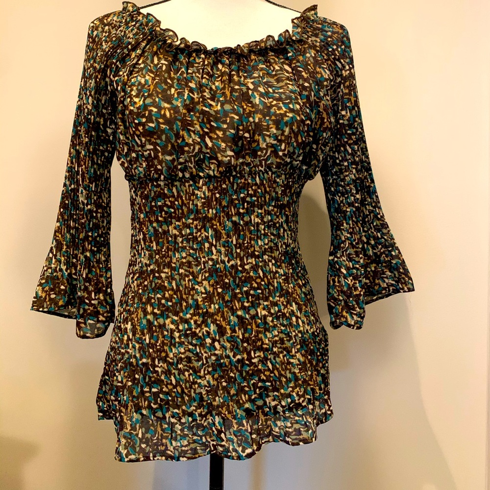 Adorable SereNade Boho 3/4 Bell Sleeve Top